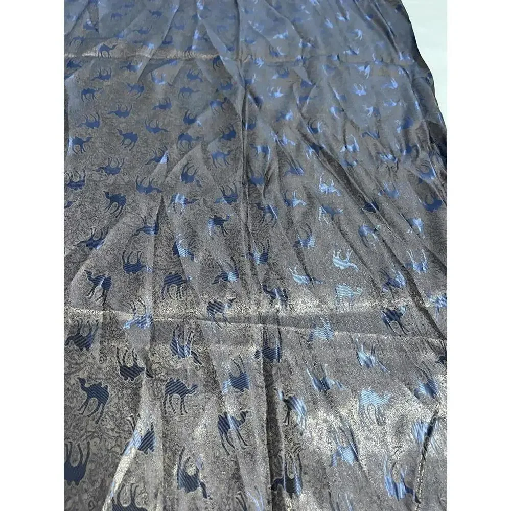 Elegant Women's Blue and Brown Patterned Scarf‎